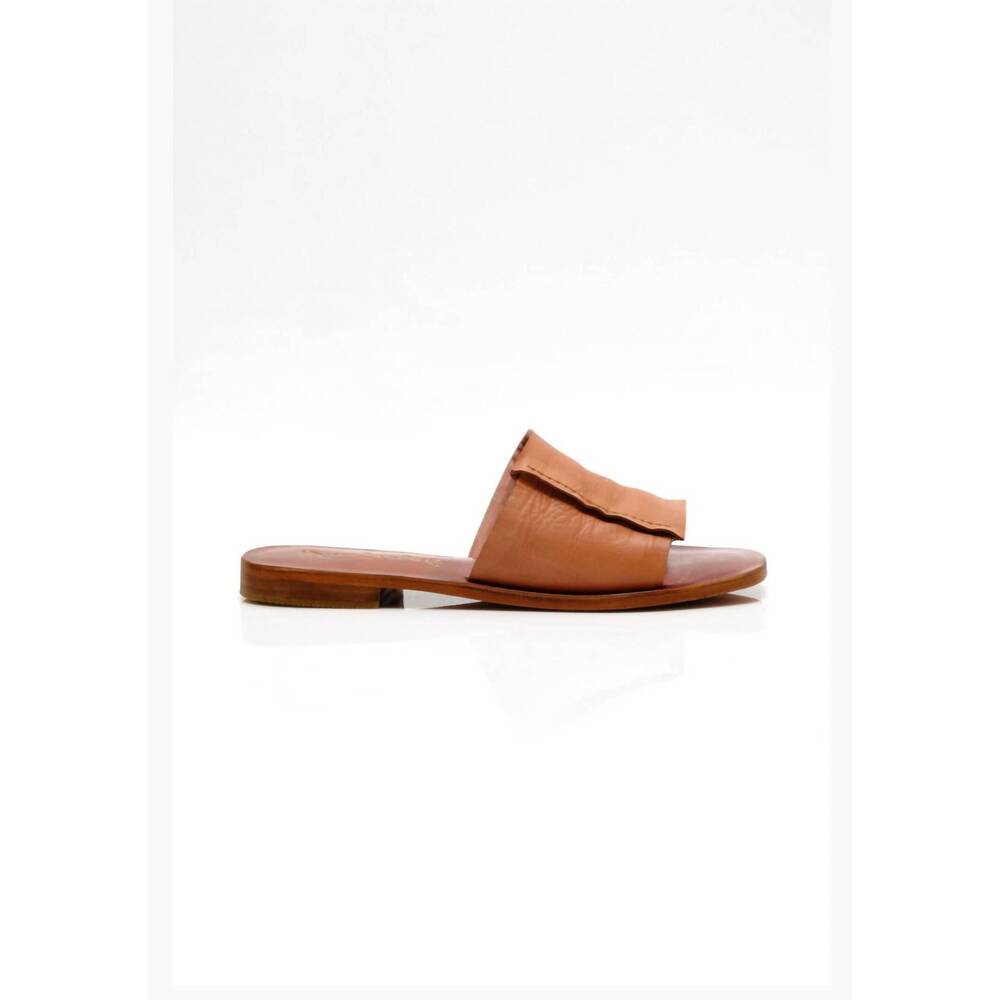 Free People Tan Leather Slide Sandals